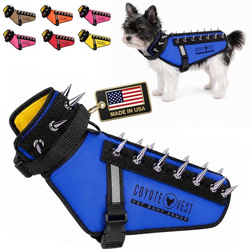 CoyoteVest Dog Harness | Stab-Resistant Protective Vest | Coyote Vest for Dogs | Defends Against Coyotes, Dogs, Birds of Prey | Reflective Safety, Made in USA (XX-Small, Royal Blue) - color: Royal Blue, size: XX-Small