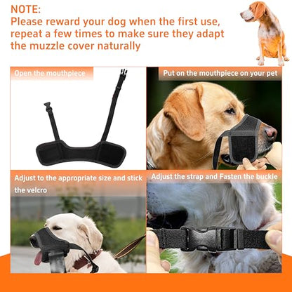 Seyezo Dog Muzzle, Breathable Nylon Muzzles for Small Medium Large Dogs, Soft Air Mesh Pet Muzzles Anti Chewing Allow Eating Drinking, Adjustable Puppy Mouth Cover Prevent Biting 6 Sizes, Black, XS - size: X-Small