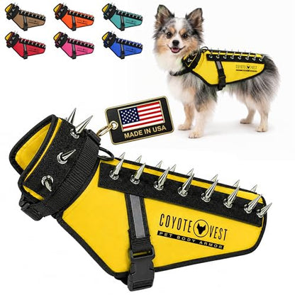 CoyoteVest Dog Harness | Stab-Resistant Protective Vest | Coyote Vest for Dogs | Defends Against Coyotes, Dogs, Birds of Prey | Reflective Safety, Made in USA (X-Small, Yellow) - color: Yellow, size: X-Small
