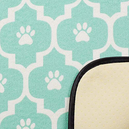 Bone Dry Machine Washable, Ultra Absorbent Pet Mat, 12x18, Aqua/Off-White Lattice - color: Aqua/Off-White Lattice, size: 12"L x 18"W