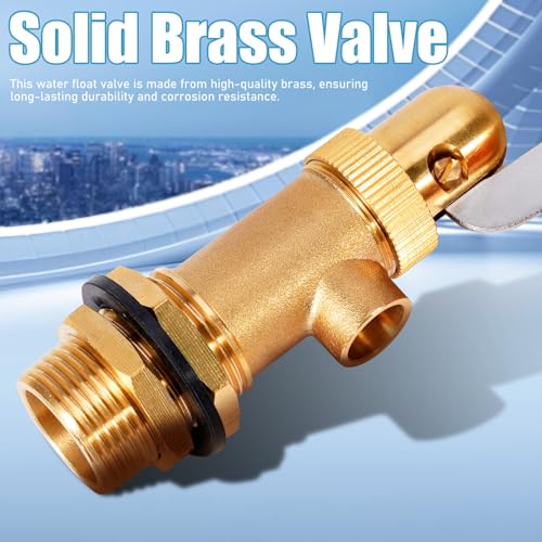 Brass Float Valve 3/4 Inch, Livestock Water Tank Float Valve Switch Brass Float Ball Valve Shut Off Pool Auto Fill Valve for Automatic Waterer - style: 3/4" Orange
