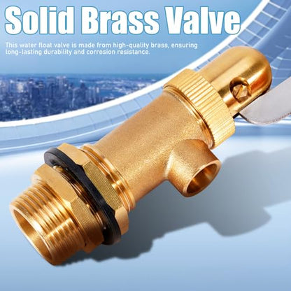 Brass Float Valve 3/4 Inch, Livestock Water Tank Float Valve Switch Brass Float Ball Valve Shut Off Pool Auto Fill Valve for Automatic Waterer - style: 3/4" Orange