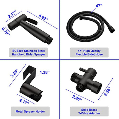 SHAMANDA Handheld Bidet Sprayer for Toilet, Stainless Steel Baby Cloth Diaper Sprayer Kit, Bathroom Toilet Bidet Attachment Set for Bathing Pets Feminine Hygiene, Matte Black BDS01-7 - color: Matte Black, style: Cold Water Mode Only