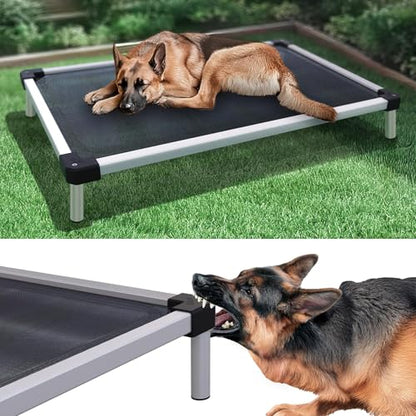 FXW TitanNest Chew-Proof Elevated Dog Bed, Raised Cot for Indoor/Outdoor/Camping Use, Durable & Waterproof Cooling Pet Bed for Large Dogs, 47.0" L x 29.0" W x 7.3" H, Black - size: Large Dog (47.0"L x 29.0"W x 7.3"H)