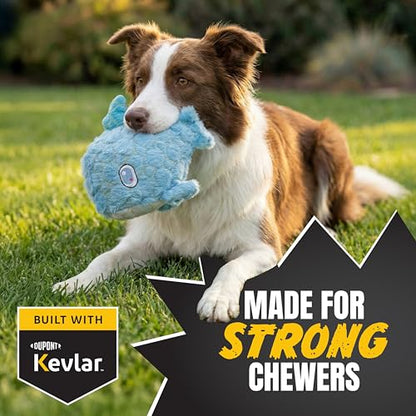 Bite Force - Durable & Strong Dog Toy Blue Whale with Squeaker, Kevlar-Reinforced Seams for Aggressive chewers- Blue. - color: Regular - Blue Whale