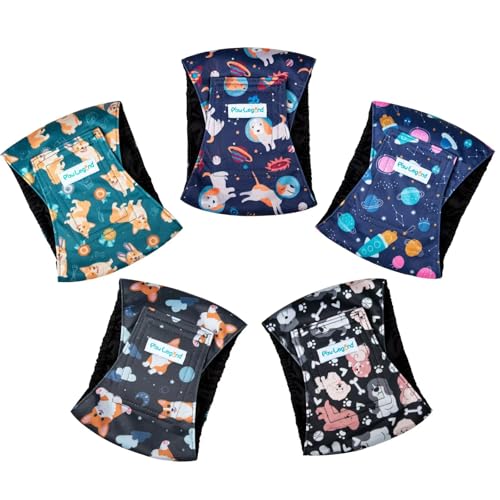 Paw Legend Washable Dogs Diapers Male Dog Belly Bands for Male Dogs Diapers Reusable Puppy & Doggie Diapers Male (5 Pack, Small) - color: Space Dog, size: Small