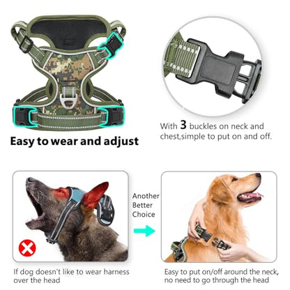 Timos Dog Harness Small Sized,No Pull Dog Harness Adjustable Metal Rings 3 Buckles,Reflective No Choke with Easy Control Handle for Small Dogs,Military Green S - color: Military Green, size: Small (Pack of 1)