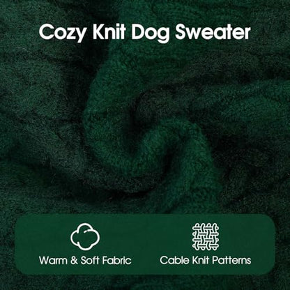 SAWMONG Dog Sweater, Dog Sweaters for Small Dogs Girls Boys, Pullover Turtleneck Knitted Doggy Sweatshirt, Cold Weather Pet Clothes（Green, Small - color: Green, size: Small