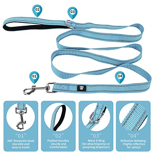 NESTROAD Dog Collar and Leash Set,Reflective Dog Collars with Quick Release Buckle,Adjustable Nylon Pet Collar for Small Medium Large Dogs(Large,Blue) - color: Blue, size: Large