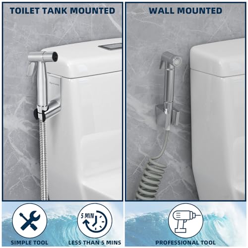 Handheld Bidet Sprayer for Toilet,Bathroom Spray with G1/2,Brushed Nickel | Suitable for Toilet,personal hygiene cleaning, bathroom cleaning, pet bathing, mop cleaning, etc. - color: Silver