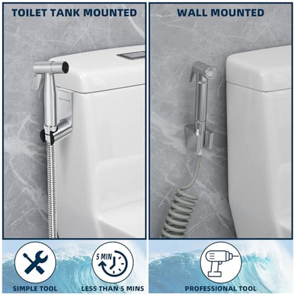 Handheld Bidet Sprayer for Toilet,Bathroom Spray with G1/2,Brushed Nickel | Suitable for Toilet,personal hygiene cleaning, bathroom cleaning, pet bathing, mop cleaning, etc. - color: Silver