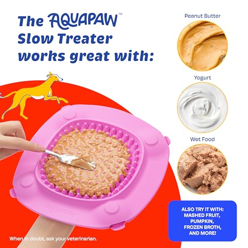 Aquapaw Lick Mat for Dogs 2-Pack XL & Small, Suction Cup Dog Slow Feeder Pad & Licking Mat for Peanut Butter Treats – Calming Dog Bathing Aid, Stress Relief & Mental Stimulation for All Breeds - Pink - size: 2-Pack XL & Small