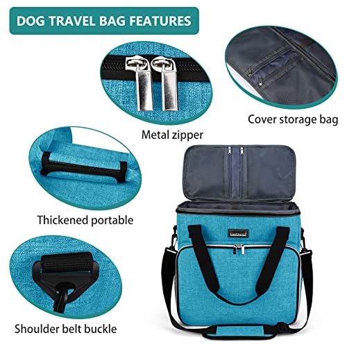 BAGLHER Dog Travel Bag, Pet Travel Bag (ALL Pet Travel Supplies), With 2 Pet Food Containers and 2 Collapsible Silicone Bowls; Essential Kits for Pet Travel Sky Blue - color: Sky Blue, size: Medium