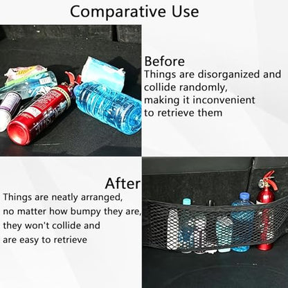 2PCS Car Cargo Net with Adhesive Tape,Storage Mesh Pocket(9.8×23.6in) - size: 23.6*9.8in