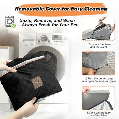 Large Dog Car Seat for Back Seat – Removable Dog Booster Seat & Washable Pet Car Seat for Medium & 2 Small Dogs up to 60lbs – Safety Straps & Storage Pocket – Travel & Home Use (Gray/Black) - color: Gray/black