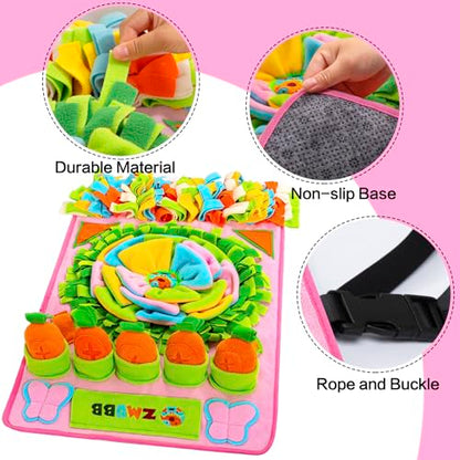 Pet Snuffle Mat for Dogs Sniff Mat Nosework Feeding Mat Slow Feeder Interactive Dog Puzzle Toys for Training and Stress Relief Encourages Natural Foraging Skills (31''x19''（Pink）) - size: 31''x19''（pink）