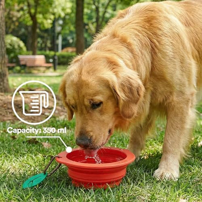 Collapsible Silicone Dog Bowl (Red) - color: Red