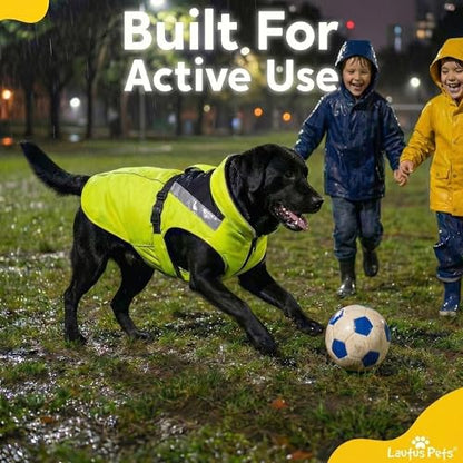 Waterproof Dog Rain Coat, Reflective Safety Strips & Leash Hole – Lightweight Adjustable Jacket for Medium Breeds - M, Yellow - color: Yellow, size: Medium