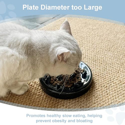 Slow Feeder Bowl for Cats and Small Dogs,Cilkus Fish Pool Design, Fun Interactive Bloat Stop Puzzle Feeder Bowl Healthy Eating Diet Made of Melamine Food Grade Material Dishwasher Safe (Black) - color: Black