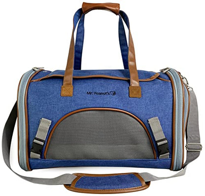 Mr. Peanut's Gold Series Standard Size Airline Compliant Expandable Pet Carrier V3.0 (Deja Blue) - color: Deja Blue