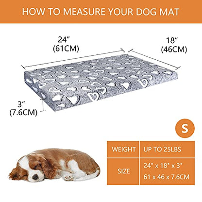 VANKEAN Reversible Cool and Warm Dog Bed Mat for Crates - Stylish Pad With Waterproof Inner Linings and Removable Machine Washable Cover, Firm Support for Small to XX-Large Dogs, Grey - size: S(24 x 18 x 3")