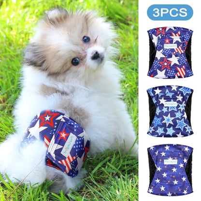 Paw Legend Washable Dogs Diapers Male Dog Belly Bands for Male Dogs Diapers Reusable Puppy & Doggie Diapers Male - color: Star Pattern, size: X-Small