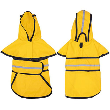 HDE Dog Raincoat Jacket Reflective Adjustable Hooded Pet Poncho Rain Coat with Leash Hole for Small to X-Large Dogs Yellow - S - color: Yellow, size: Small