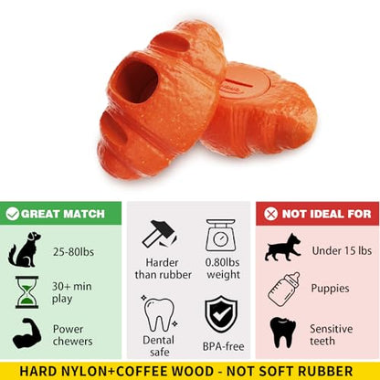Durable Frozen Dog Chew Toy for Aggressive Chewers,Interactive Treat Dispensing Toy for Crate Training & Anxiety Relief,Food-Grade Nylon, Coffee Wood Fiber, Easy to Clean,For Medium & Large Dogs - color: Croissant Shape