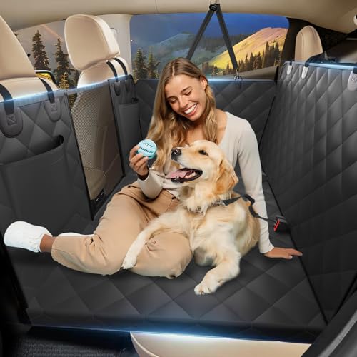 Btefd Back Seat Extender for Dogs, Dog Car Seat Cover for Back Seat Supports 420lbs, Hard Bottom Backseat Extender for Dogs, Waterproof Dog Hammock for Car, SUV, Truck Black - color: Black, size: L - For Cars / Mid-Size SUV / Double Cab Truck