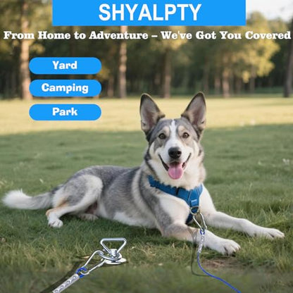 Dog tie Out Cable and Stake,with 45 ft Cable,360° Swivel Dog Runner for Yard,Dog Run Anchors for Large Dogs up to 150 lbs-Ideal for Outdoor Camping - size: dog stake+45ft cable