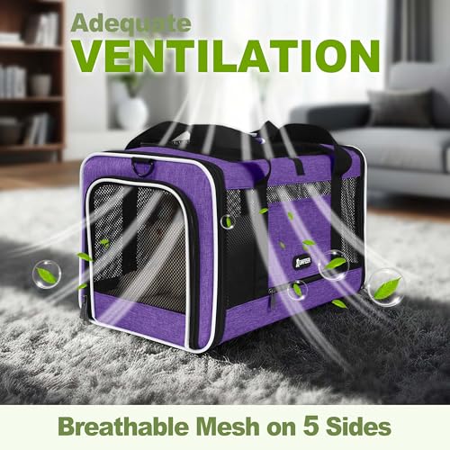 GAPZER Per Carrier for Cat 18x11x11 Inch FAA Complaint, Kitten Taxi Top Load Soft Cloth Bag, Small Animal Portable in Cabin Crate Shih Tzu Dog Kennel Carry Case, 4-Sided-Ventilated Kitty Purse Purple - color: Purple
