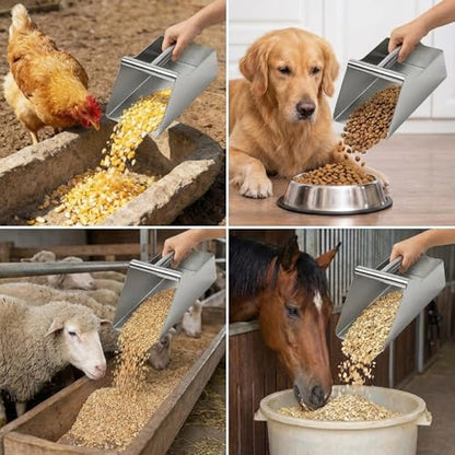 304 Stainless Steel Large Metal Scoop, 120OZ Heavy Duty Rustproof Ice Scoop with Ergonomic Grip Handle Easy to Clean Utility Scoop for Food Commercial Livestock and Pet Dog Feeding - size: 120 OZ