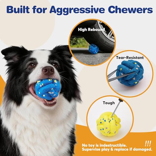 FOFOS Dog Balls for Aggressive Chewers, Durable Bouncy ETPU Dog Toys, Lightweight Floating Interactive Fetch Balls for Large Medium Small Dogs, Ideal for Outdoor Training