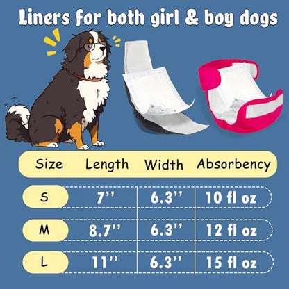 LeapSheep Dog Diaper Liners Pee Pads for Male and Female Dogs, Dog Period Pads, Super Soft Absorbtion Dog Booster Pads Fits Belly Bands, Wraps and Washable Doggy Diapers Female (L, 20) - size: Large