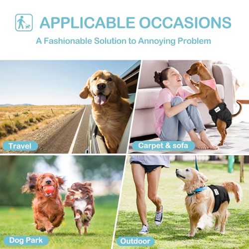 Avont 3 Pack Washable Female Dog Diapers, Premium Reusable Highly Absorbent Doggie Period Panties Durable Dog Diaper Cover -XL 3 Black - size: XL