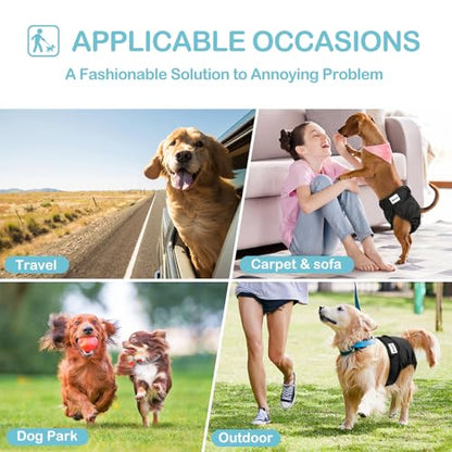 Avont 3 Pack Washable Female Dog Diapers, Premium Reusable Highly Absorbent Doggie Period Panties Durable Dog Diaper Cover -S 3 Black - size: S
