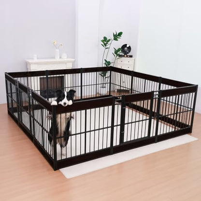 Dog Playpen, 31.5" Height Dog Pen Indoor, Heavy Duty, Safe and Sturdy, Furniture Style Puppy Pen (12 Panels (31.5" High), Black) - color: Black, style: 12 Panels (31.5" High)
