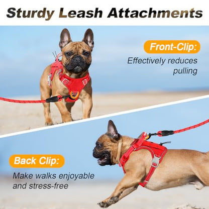 BARKBAY Service Dog Vest Tactical Dog Harness Medium Large Sized Dog No Pull Adjustable Dog Harness Reflective K9 Working Training Easy Control Military Molle System(Red,M) - color: Red, size: Medium