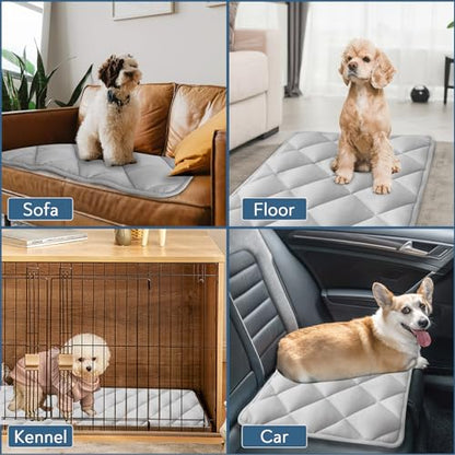 Magik & Kover Dog Crate Pad 2 Pack, Soft Dog Crate Mat with Anti-Slip Bottom, Machine Washable Kennel Pad, Fits 24 Inch, Grey - size: 24 x 18 Inch