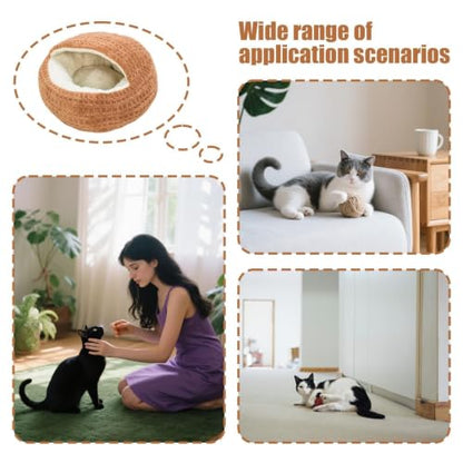 Cat Cave Bed | Small Semi Enclosed Anti-Slip Dog Nest Bed | Calming Nest Covered Kitten Cave | for Home Dorm Bedroom Living Room Balcony - color: Dark Coffee