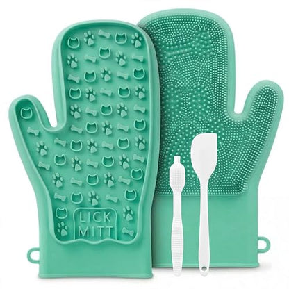 Lixy Pet LickMitt – Dual-Sided Calming & Grooming Mitt for Dogs and Cats – Human-Held Silicone Treat Mitt for Anxiety Relief, Bonding & Shedding – BPA-Free, Food-Grade, Easy Clean – Green - color: Green