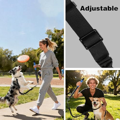 Bicycle Dog Leash for Riding, Hands Free 150° Rotating Built-in Shock Absorber Bike Retractable Leashes for Cycling, Elastic Nylon Adjusted Car Holder Seat Belt Rope (Black) - color: Black