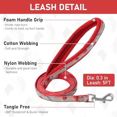 GAMUDA Small Dog Harness Collar and Leash Set, Step in No Chock No Pull Soft Mesh Adjustable Dog Vest Harnesses Plaid Reflective for Dogs Puppy Cats Kitten Rabbit (Red Flower, XXS) - color: Red Flower, size: XXS