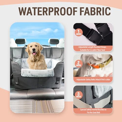 Dog Car Seat for Medium or Large Dogs Size Portable Car Booster Seat for Dogs with Harness and Thick Cushion, Perfect for Small Pet up to 45lbs(Black)