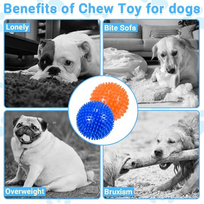 Dog Balls 4.5" Squeaky Dogs Ball for Large Spikey Dog Ball for Aggressive Chewers Heavy Duty Teething Medium Durable Dogs Balls (2 Pack) - size: 4.5 Set of 2