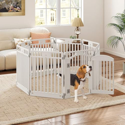 PETSITE 8-Panel Plastic Dog Playpen with Door, 32 Inch Tall Portable Shape-Customizable Pet Playpen Indoor Outdoor, Ideal for Small & Medium Dogs and Puppies, Easy to Assemble - size: 32"H x 24"W （8 Panels)