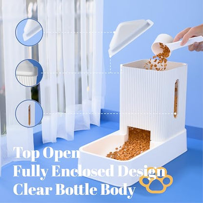 Automatic Cat Feeder and Water Dispenser 2Pcs, Dog Gravity Food Feeder and Water Bowl for Small Medium Pets Puppy Kitten, 3.5L/118.36oz Large Capacity, Easy to Clean (White) - color: White