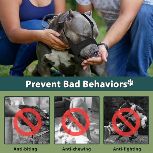 Mayerzon Pitbull Muzzle, Soft Dog Muzzle with Anti-Slip Strap for American Bully Bulldog Boxers Rottweilers, Fabric Mouth Guard for Medium Large Short Snout Dog Anti Biting Chewing, Allow to Drink - size: XL [Snout Cir: 11.5"-12.25"]