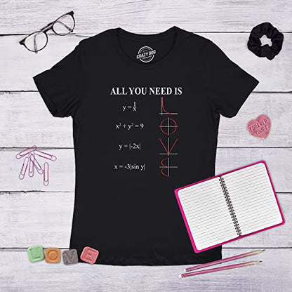 Womens Valentines Shirts Cute Heart T Shirts Funny Valentines Day Tees for Ladies - color: Heather Black - Equation, size: Small