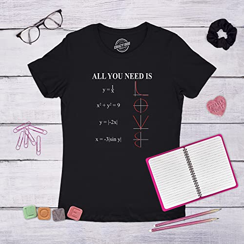 Womens Valentines Shirts Cute Heart T Shirts Funny Valentines Day Tees for Ladies - color: Heather Black - Equation, size: Medium